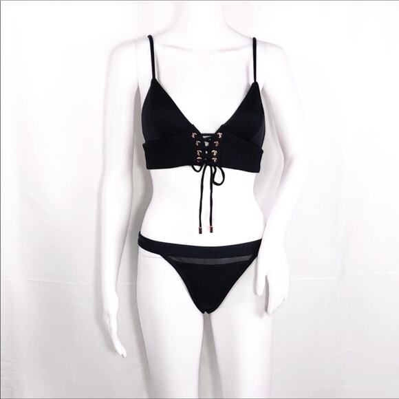 Kopper & Zink Black Lace-Up Bikini Set - Size Medium - Picture 5 of 15